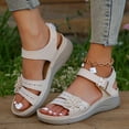 thumbnail image 1 of AXXD Beige Wedge Sandals for Women Summer Lunge Adhesive Flower Sandals, 1 of 5