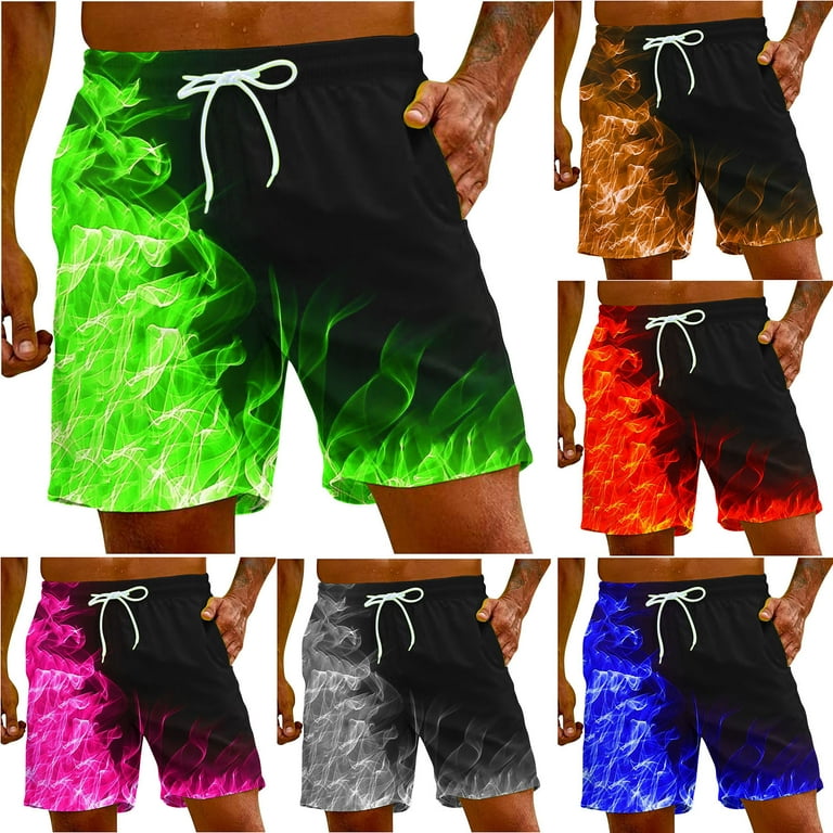 AXXD Bike Shorts For Men Summer Flame Printing Beach Bermuda