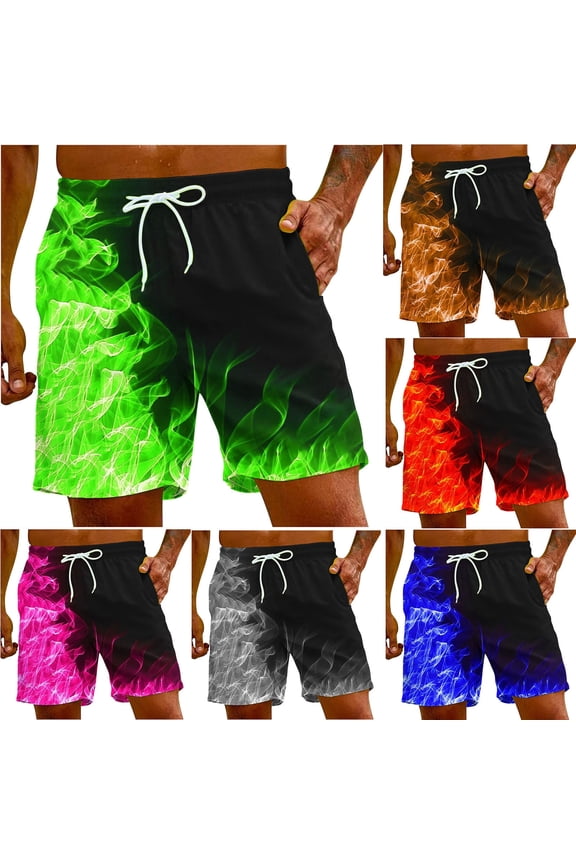 Bike Shorts For Men Summer Flame Printing Beach Bermuda Shorts with Pocket New Arrival