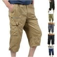 thumbnail image 1 of AXXD Black Gym Shorts Men Summer Workwear Shorts Multi Pocket Zipper Straight Tube Casual Cropped Pants Father's Day Gift, 1 of 5