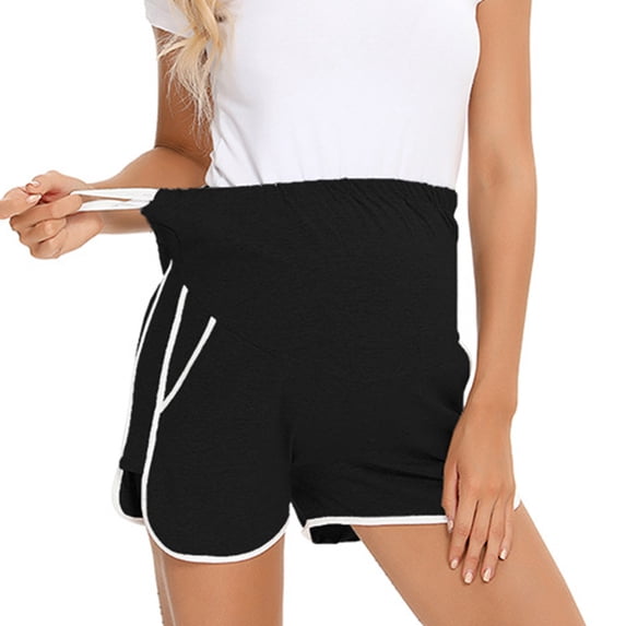 AXXD Black Plus Size Shorts for Lady Summer High Waisted Pregnant Pants Wide Leg Shorts Pajamas Mother's Day