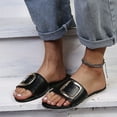 thumbnail image 1 of AXXD Black Sandals for Women 2024 Summer Flat Trendy Buckle Mothers Day, 1 of 9