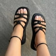 thumbnail image 1 of AXXD Black Sandals for Women 9 Summer Solid Color Comfortable Round Head Button Up Beach Sandals, 1 of 4