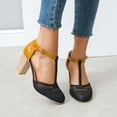 thumbnail image 1 of AXXD Black Sandals for Women Large Size Summer Breathable Single Shoe Hollowed Out Chunky Heel Heeled Sandals, 1 of 6