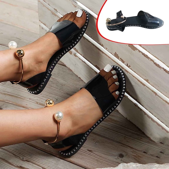 AXXD Black Sandals for Women Summer Comfortable Flat Sandals Beach Sandals