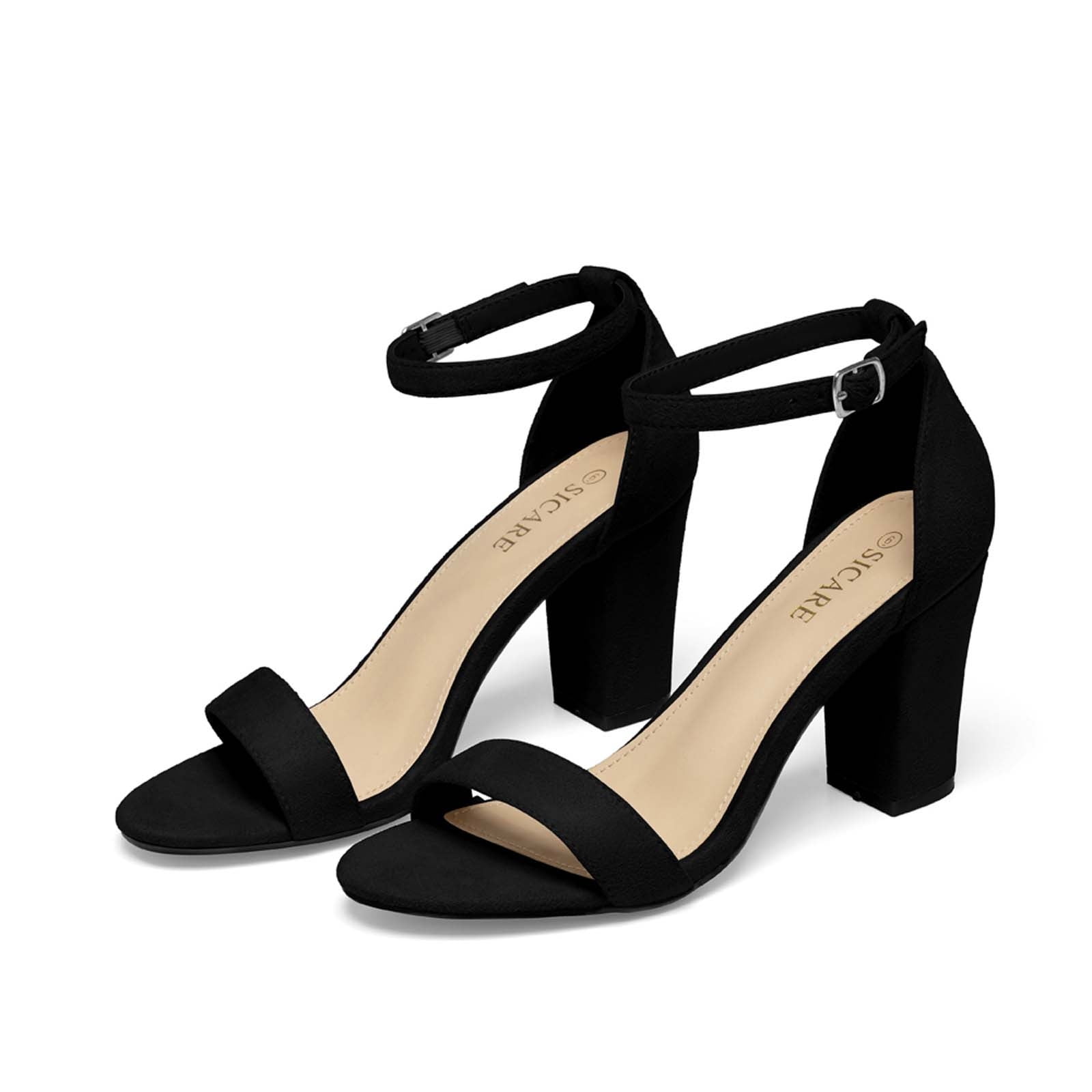 AXXD Black Sandals for Women Summer High Heels Shoes Open