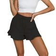thumbnail image 1 of AXXD Black Shorts For Women Trendy Summer Pants With Ruffles Elastic Waist Drawstring Shorts Mother's Day, 1 of 5