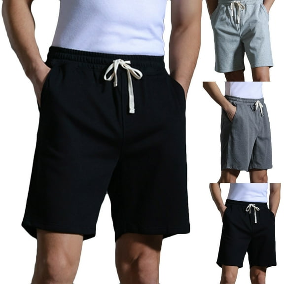 AXXD Black Shorts Men Summer Casual Patchwork Sports Elastic Mid-waist Lace-up Shorts Clearance