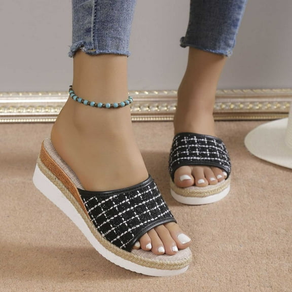 AXXD Black Summer Sandals for Women Comfort Wedge Summer Mothers Day