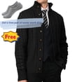 thumbnail image 1 of AXXD Black Sweaters for Men Winter Long Sleeve Turn-down Collar Fastener Design Sweater Cardigan Coat Size XXL(US:12), 1 of 9