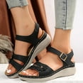 thumbnail image 1 of AXXD Black Wedge Sandals for Women 6.5 Summer Lunge Adhesive Flower Sandals, 1 of 9