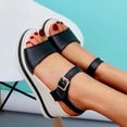 thumbnail image 1 of AXXD Black Wedge Sandals for Women 7 Summer Sandals Open Toe Sandals Casual Low Slip On Sandals Comfortable Outdoor Shoes, 1 of 6