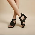 thumbnail image 1 of AXXD Black Wedge Sandals for Women Summer Flat Sole With Open Toe Low Heels And Roman Buckle Hollow Out Sandals, 1 of 5