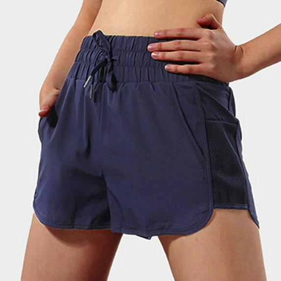 AXXD Blue Comfy Shorts For Women Summer Solid Color Sports Shorts Loose Breathable High Elasticity Running Fitness Yoga Shorts Mother's Day