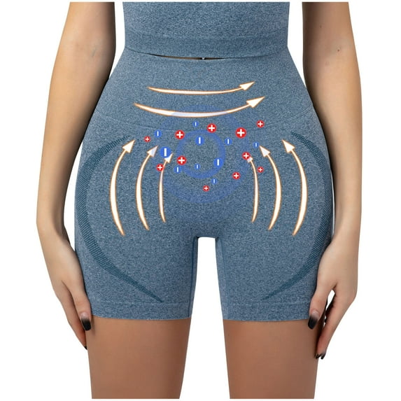 AXXD Blue Gym Shorts Women Summer High Waisted Seamless Shaping Shorts Comfy Breathable Fabric Shapewear Mother's Day