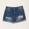 thumbnail image 1 of AXXD Blue Ladies Athletic Shorts Summer Solid Color Independence Day Print Hole Jeans Denim Shorts Mother's Day, 1 of 9
