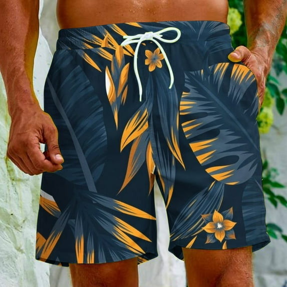 AXXD Blue Shorts Men Athletic Summer Special Print Beach Casual Trouser Shorts Clearance