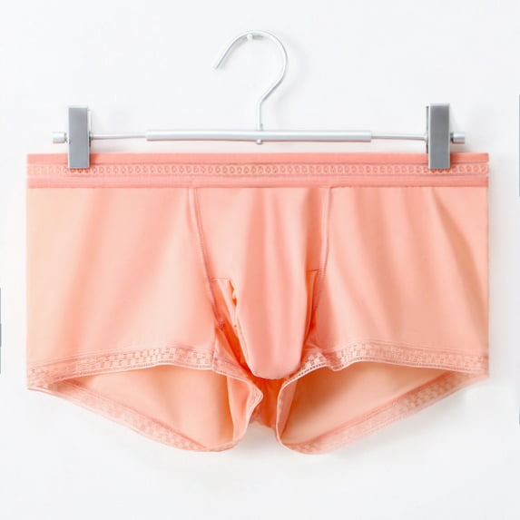 AXXD Boxer Briefs,Full Rise Plaid Summer Silky Body Sculpting Sexy Stretchy Long&Regular Trunks Underwear For Regular&Big Man Clearence (4 Orange)