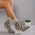 thumbnail image 1 of AXXD Brown Sandals for Women 9.5 Summer Knitted Elastic Boots Spike Middle Cylinder High-heeled Stilettos, 1 of 3