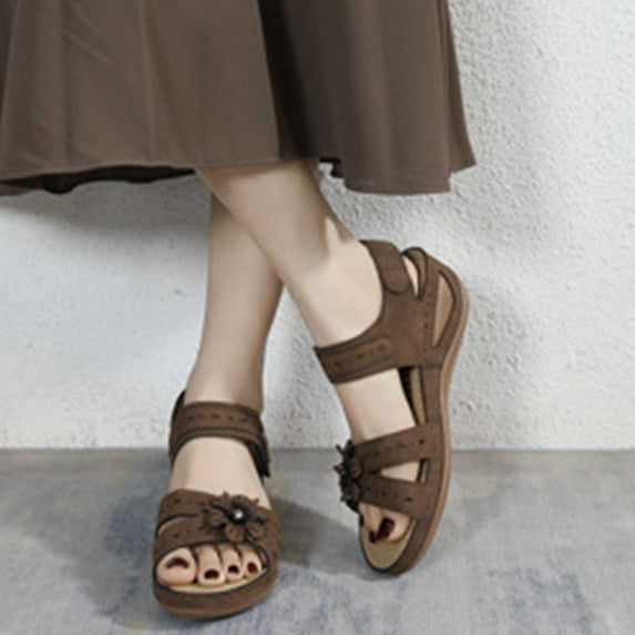 AXXD Brown Wedge Sandals for Women 9 Sandals Arch Support Massage Shoes Summer Casual Elegant Heel Sandals