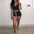 thumbnail image 1 of AXXD Clearance Shorts For Women,Solid Color Sportswear Suit 2PC Tracksuit Short Sleeve Sets Clearance Under $5 Clothing Woman Black 12, 1 of 6