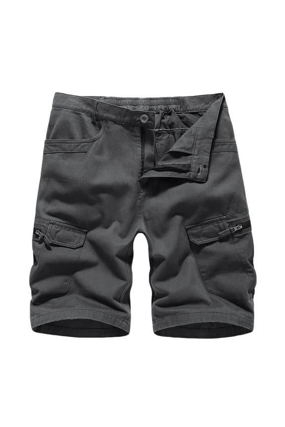 Compression Shorts Men Straight Fit Classic Solid Zipper Button Multiple Pockets Cropped Cargo Shorts For Regular&Big Man New Arrival