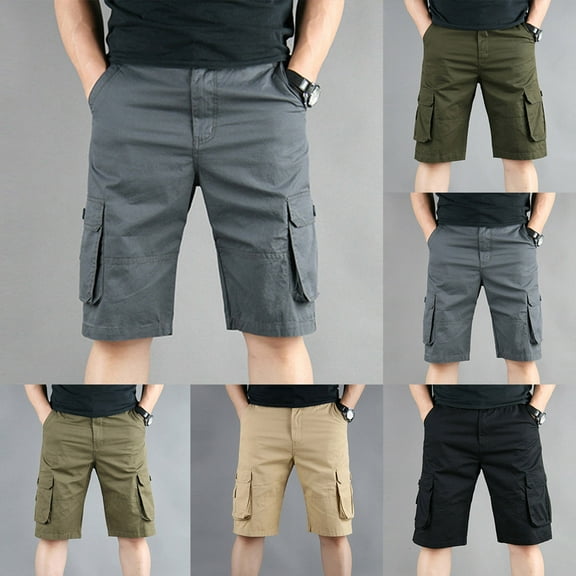 AXXD Men Shorts With Zipper Pocket Black Size S Sports And Leisure Multi-Pockets Relaxed Summer Beach Shorts Father's Day Gift