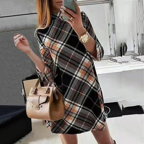 AXXD Dresses For Women 2022 Dressy Warm Pink Dress Sequin Girls Ladies Round-Neck Long Sleeve Dress For Reduced Price