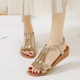 thumbnail image 1 of AXXD Gold Wedge Sandals for Women Summer Bohemian Flats Heel Open Toe Comfortable Shoes Roman Boho Sandals, 1 of 8