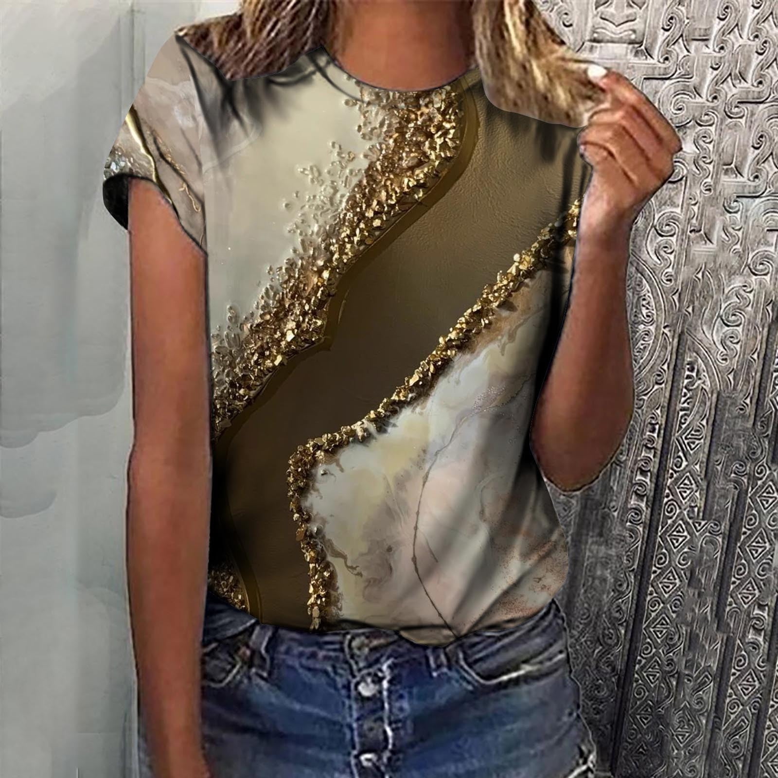 AXXD Graphic Tees for Mom ONeck Loose Gradient Colours Women Shirts Under5 Dollar Clearance