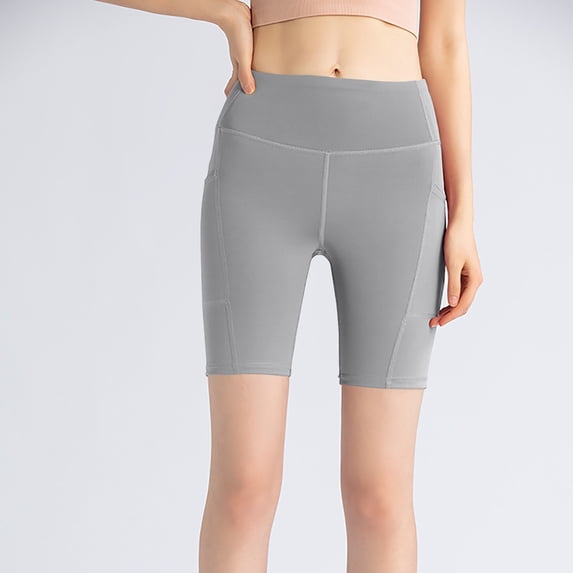 AXXD Gray Athletic Shorts for Lady Summer Workout Gym Sweatshorts Solid Color High Waist And Hip Lifting Exercise Fitness Tight Yoga Capris Clearance Under $5 Clothing