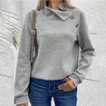 thumbnail image 1 of AXXD Gray Basic Blouses for Women Summer 2024 Turtle Necks Trendy Pullover Button Tops Long Sleeve Comfortable Blouse Sweatshirt, 1 of 9