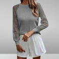 thumbnail image 1 of AXXD Gray Basic Tops for Women Trendy Summer 2024 Round-Neck Long Sleeve Casual T-shirt Top Solid Blouse, 1 of 6