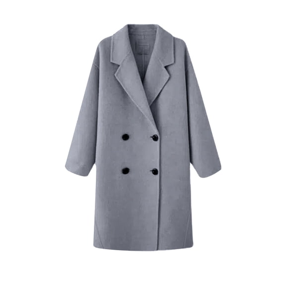 AXXD Gray Plus Size Tunic Blouses for Women Business Casual Summer 2024 Tunic Tops Temperament Long Sleeved V-Neck Woolen Coat Solid Color Top Overcoat