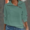 thumbnail image 1 of AXXD Green Basic Ladies Sweatshirts 2024 Spring New Retro Casual Neck Zipper Solid Color Sweater Plaid Pullover Sweater Top, 1 of 5