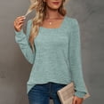 thumbnail image 1 of AXXD Green Basic Ladies Tops Summer 2024 Loose Trendy Round-Neck Long Sleeve Casual T-shirt Top Solid Blouse, 1 of 5
