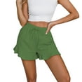 thumbnail image 1 of AXXD Green Cotton Biker Shorts Women Summer Pants With Ruffles Elastic Waist Drawstring Shorts Mother's Day, 1 of 5