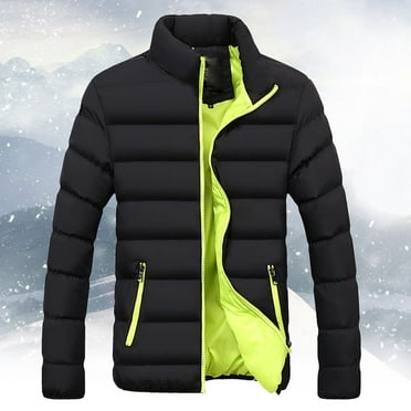 AXXD Green Light Jacket for Men Winter Warm Thick Bubble Jacket Outerwear