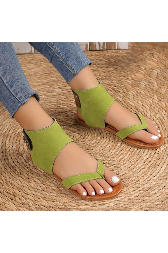 Green Sandals for Women Clearance Under $10 Summer Casual Round Head Comfy Sandals Pinch Toe Beach Casual Shoes