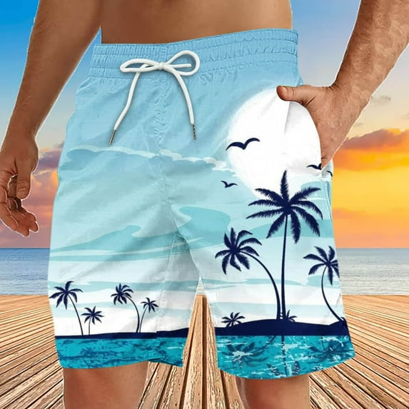 AXXD Gym Shorts Men Summer Casual Printed Drawstring Trouser Beach Shorts With Pocket Father's Day Gift