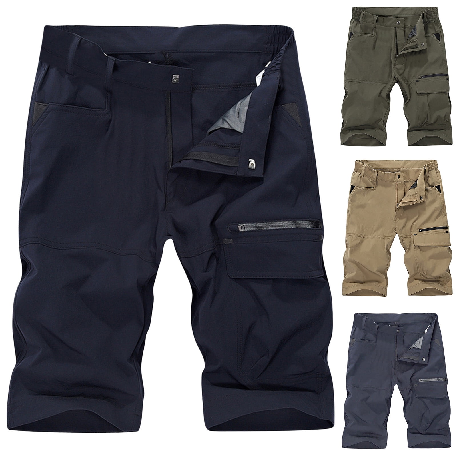 AXXD Khaki Athletic Shorts For Men Plus Size Cargo Shorts MultiPockets