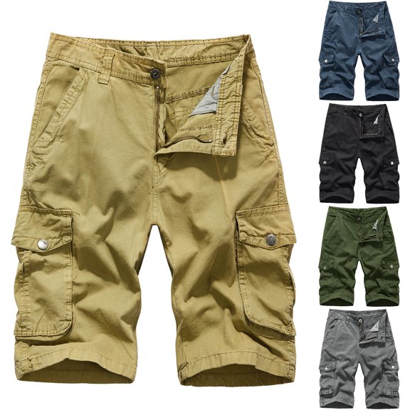 AXXD Khaki Cycling Shorts Men Sports Leisure Multi-Pockets Relaxed Summer Shorts New Arrival