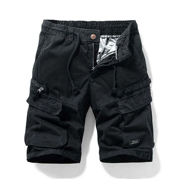 AXXD Khaki Shorts Men,Black Gym Shorts Cargo Multiple Pockets Casual Pockets Fors New Arrival 12 Black