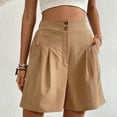 thumbnail image 1 of AXXD Khaki Shorts for Women Casual Summer High Waisted New Pants Solid Color Large Size Loose Wide Leg Shorts Mother's Day, 1 of 5