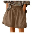 thumbnail image 1 of AXXD Khaki Workout Shorts Women High Waisted Linen Shorts Summer Linen Short Wide Leg Shorts With Pockets Mother's Day, 1 of 6