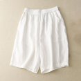 thumbnail image 1 of AXXD Long Shorts for Women Casual Summer Pocket Summer Solid Color Leisure Pants Elastic Waist Cotton And Linen Shorts Pants New year New Activewear, 1 of 6