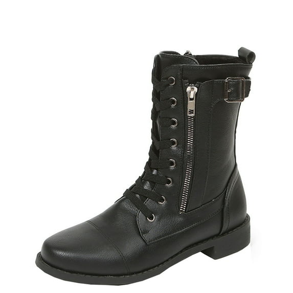 AXXD Low-Heeled Mid-Calf Boots,Womens Shoes Dressy Casual Ankle Boots For Women Outdoor Winter Teacher Soft Over-the-Knee Packer Boots Boots For Reduced Price