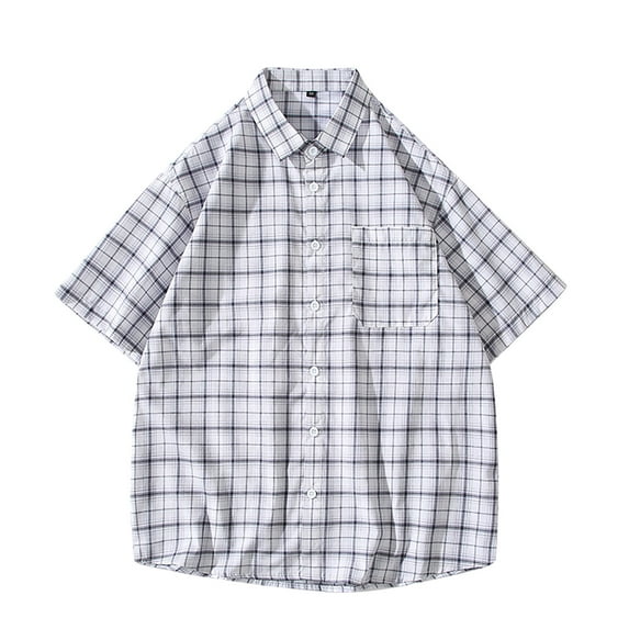 AXXD Men Button Up Shirt,Men's Hawaiian Print Lapel Short Sleeve Shirt