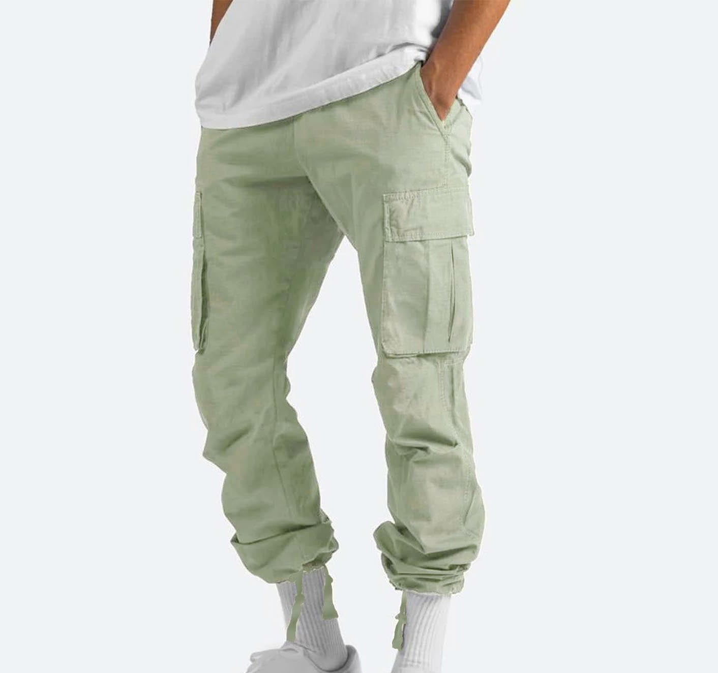 ZKCCNUK Men's Casual Cargo Pants, XXL Khaki Outdoor Fitness