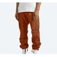 thumbnail image 1 of AXXD Men Medium Pants Men Solid Casual Multiple Pockets Outdoor Straight Type Fitness Cargo Pants Trousers Orange Size XL(US:10), 1 of 9